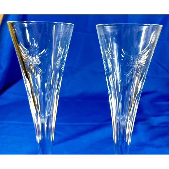 WATERFORD Times Square Anniversary 2013 Champagne Flutes LET THERE BE PEACE Dove - Picture 2 of 9